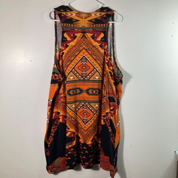 Womens Cato Aztec Open Vest Cover Orange Black 22/24W Polyester Spandex - Picture 2 of 7